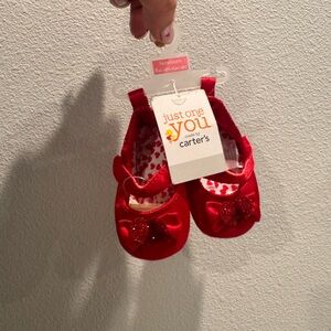 Carter's Red Baby Shoes with Heart Bow